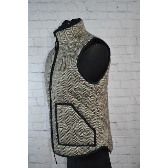 47851-a JCrew Quilted Jacket Vest Womens Sze Small Green Herringbone - Picture 4 of 7